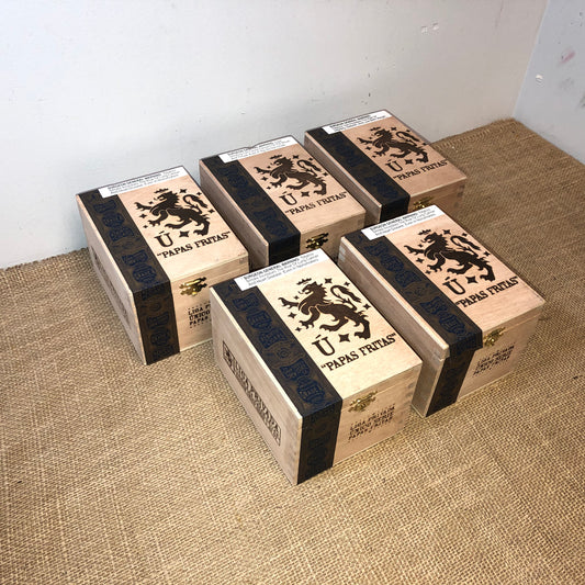 Lot of 5 Liga Privada Papas Fritas Empty Wooden Cigar Boxes 4.5x6x4 #98