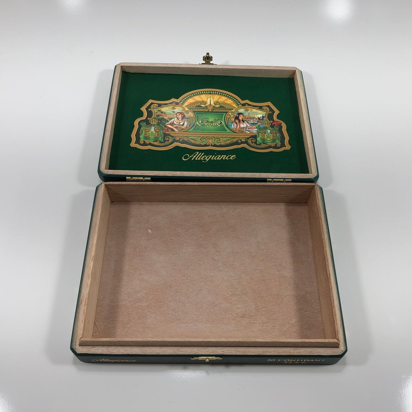 Ep Carrillo Allegiance Confidant Empty Wooden Cigar Box 9.25x7.25x1.75