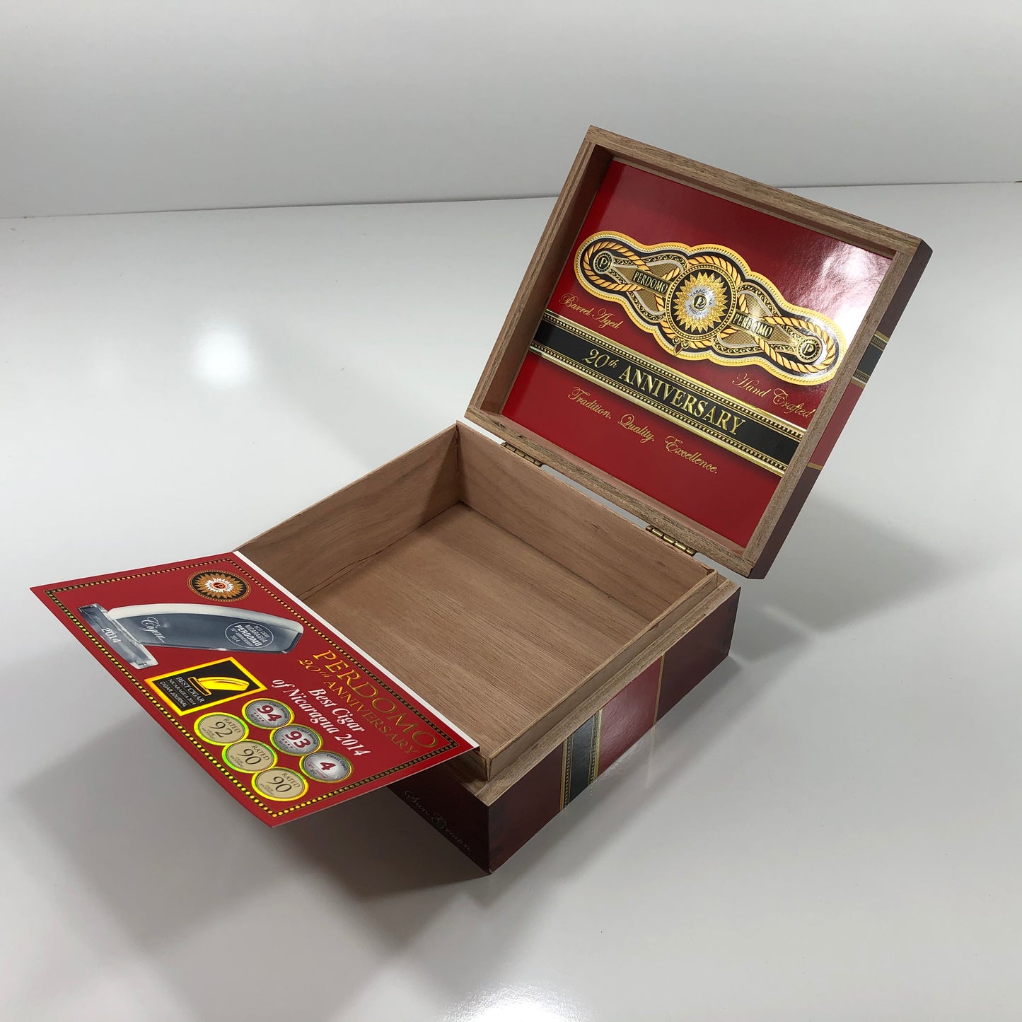 Perdomo 20th Anniversary Sun Grown Epicure Empty Wooden Cigar Box 8x7x3