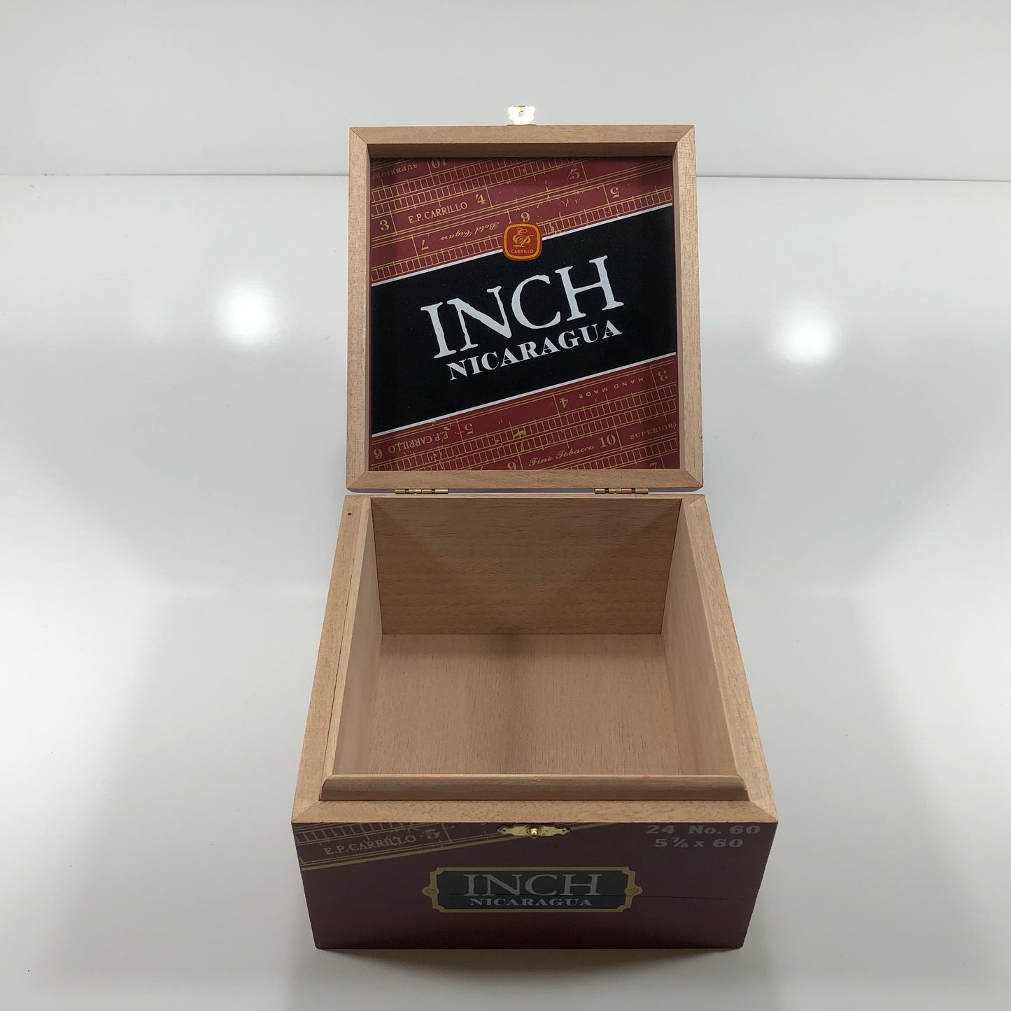 Ep Carrillo Inch No60 Empty Wooden Cigar Box 6.75x7x4.25