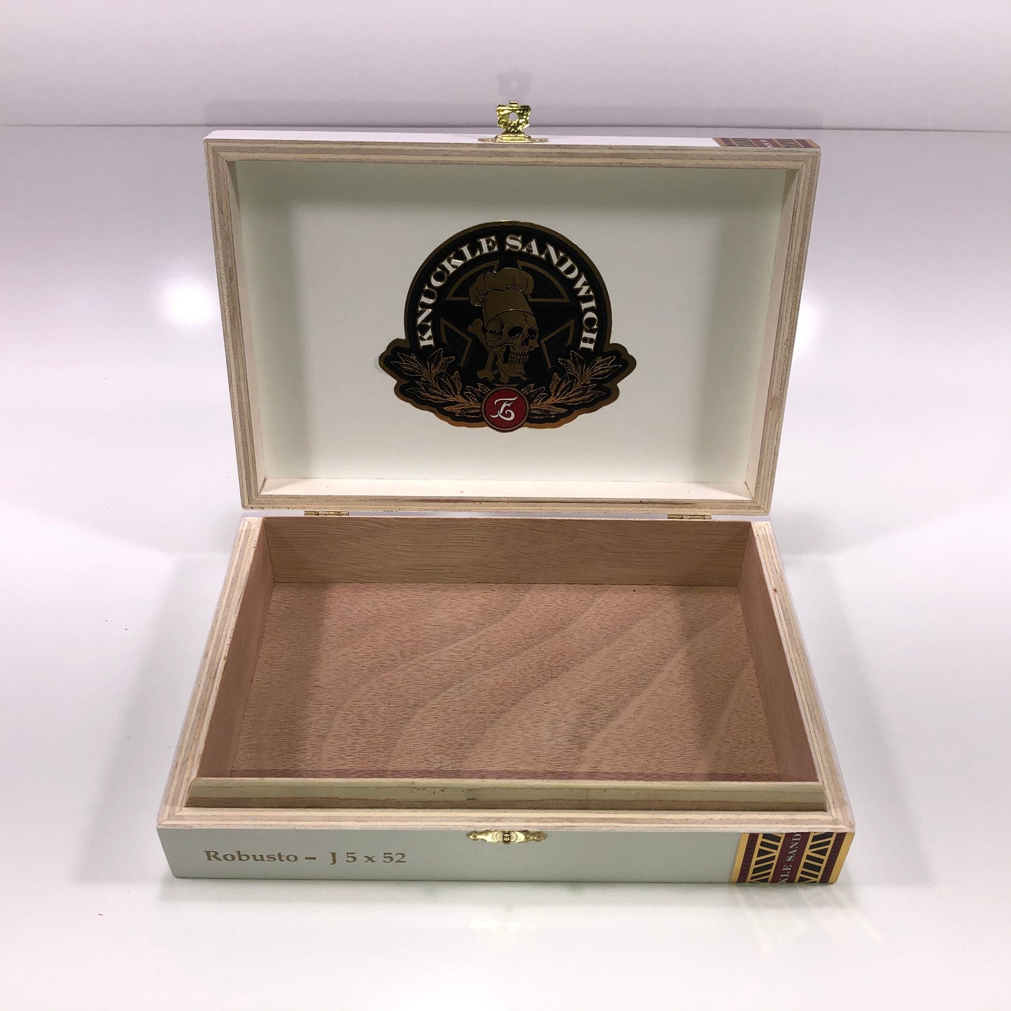 Guy Fieri Knuckle Sandwich Connecticut Robusto Empty Wooden Cigar Box 9x6x2