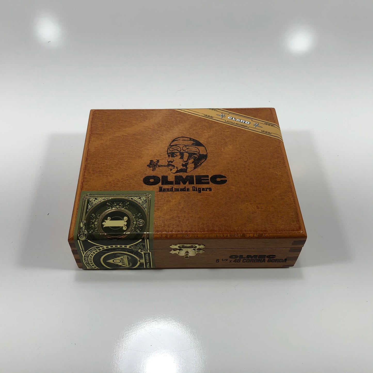 Olmec Corona Gorda Empty Wooden Cigar Box 6.5x5.5x2