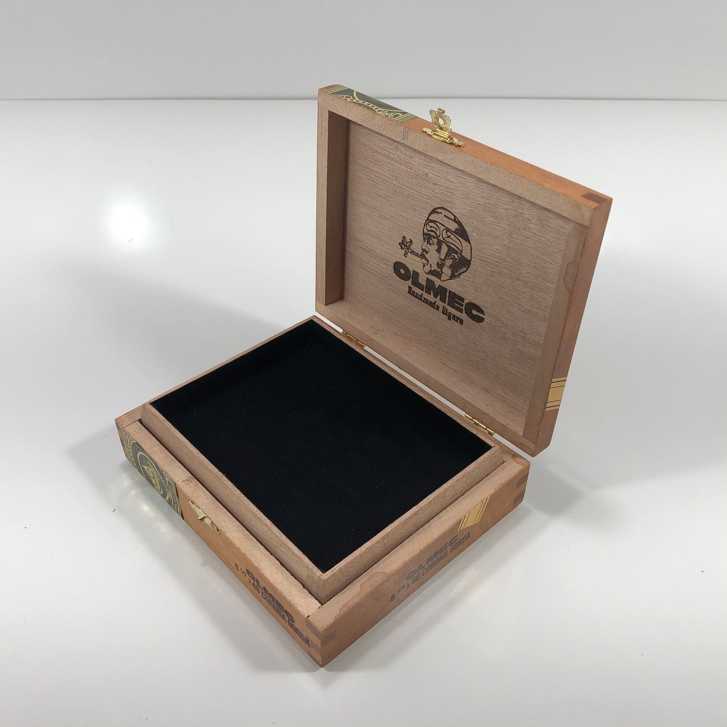 Olmec Corona Gorda Empty Wooden Cigar Box 6.5x5.5x2