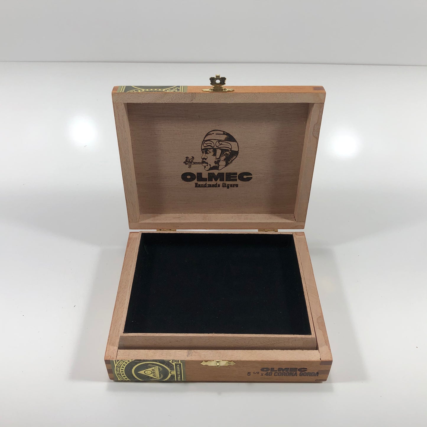 Olmec Corona Gorda Empty Wooden Cigar Box 6.5x5.5x2