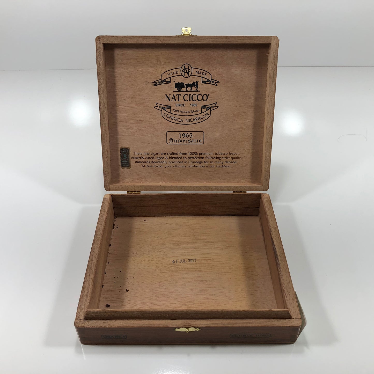 Nat Cicco 1965 Toro Empty Wooden Cigar Box 8.25x7.25x1.75