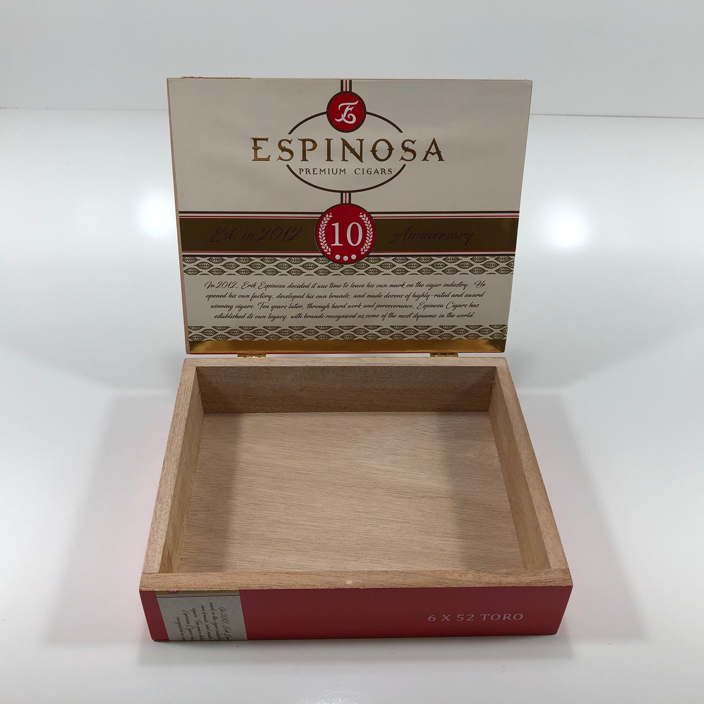 Espinosa 10th Anniversary Empty Wooden Cigar Box 8.5x7x2.25