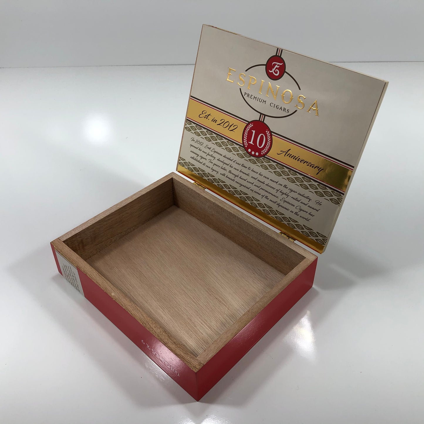 Espinosa 10th Anniversary Empty Wooden Cigar Box 8.5x7x2.25