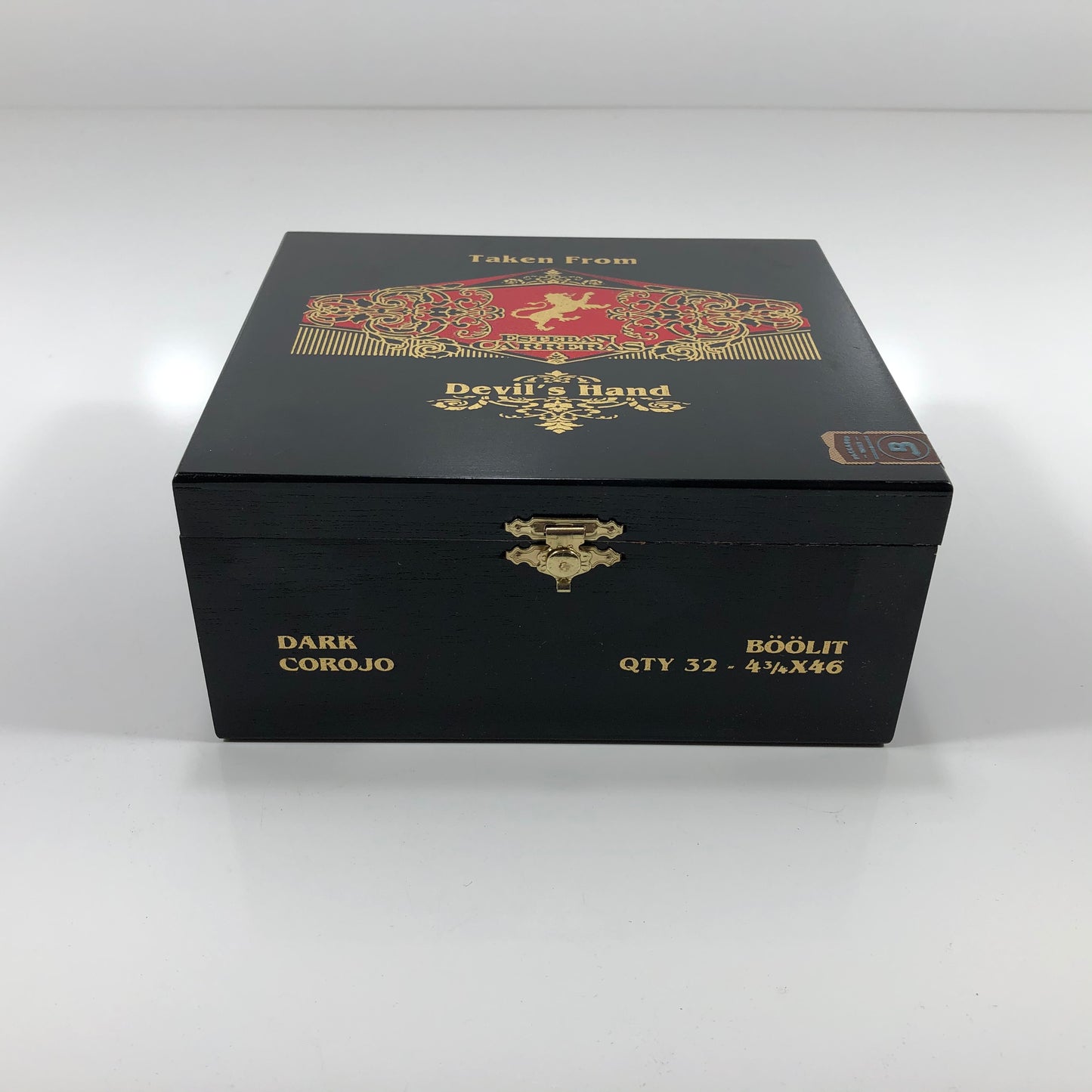 Esteban Carreras Devil's Hand Boolit Empty Wooden Cigar Box 6.75x5.75x3