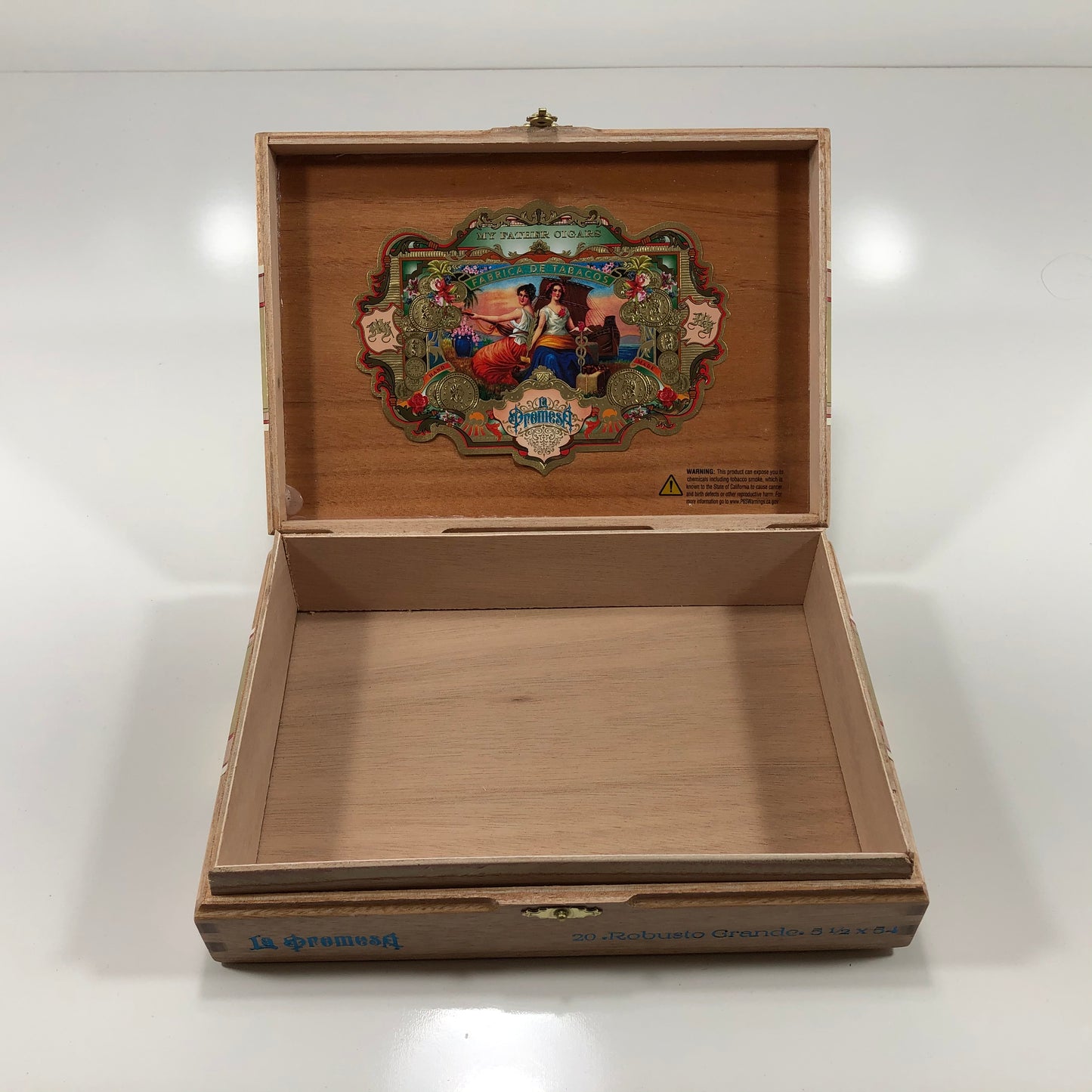 My Father Cigars La Promesa Robusto Empty Wooden Cigar Box 9.25x6.25x2.25