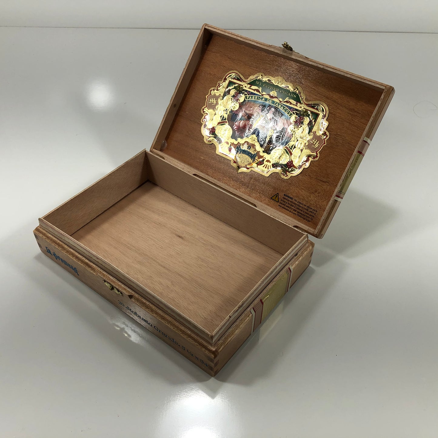 My Father Cigars La Promesa Robusto Empty Wooden Cigar Box 9.25x6.25x2.25