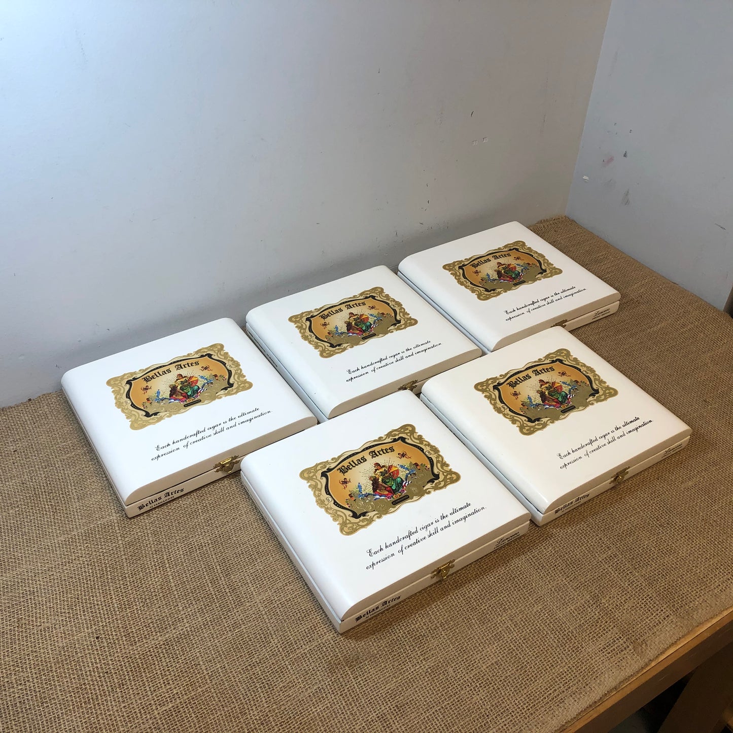 Lot of 5 Bellas Artes Empty Wooden Cigar Boxes 9x8x1.5 #58