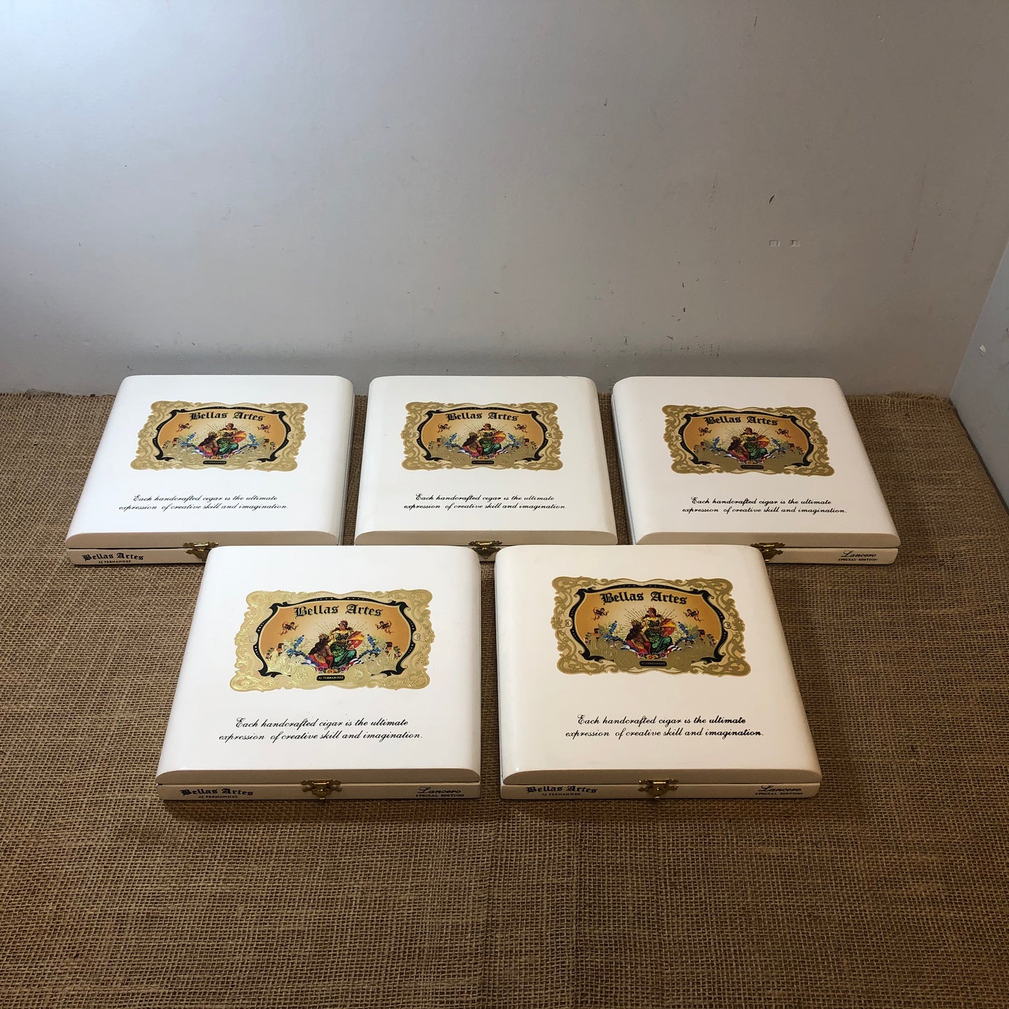 Lot of 5 Bellas Artes Empty Wooden Cigar Boxes 9x8x1.5 #58