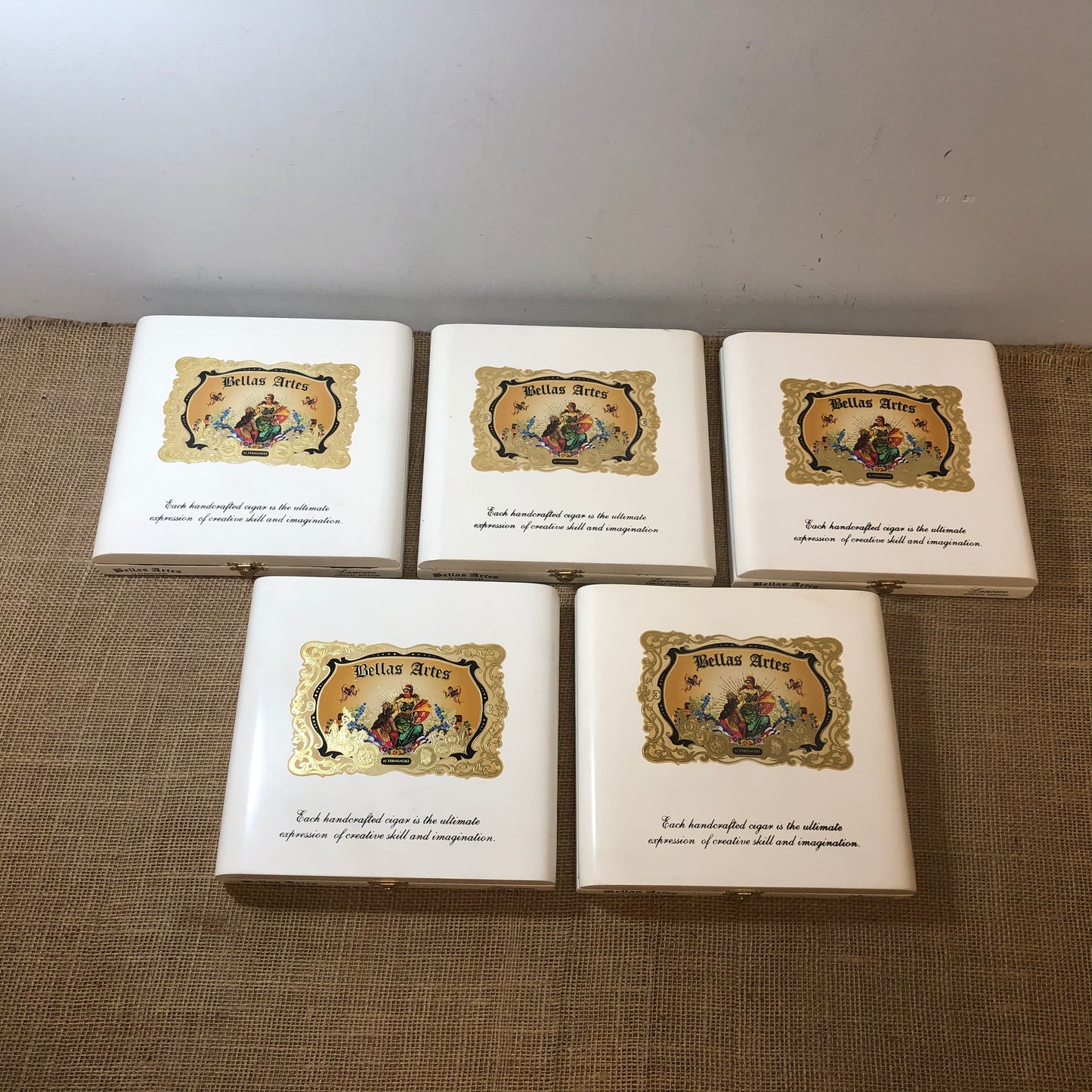 Lot of 5 Bellas Artes Empty Wooden Cigar Boxes 9x8x1.5 #58