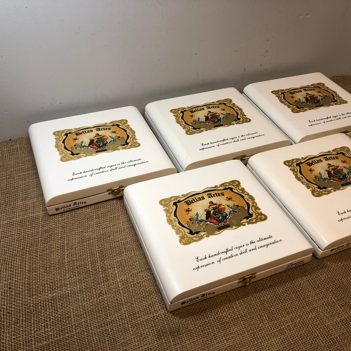 Lot of 5 Bellas Artes Empty Wooden Cigar Boxes 9x8x1.5 #58