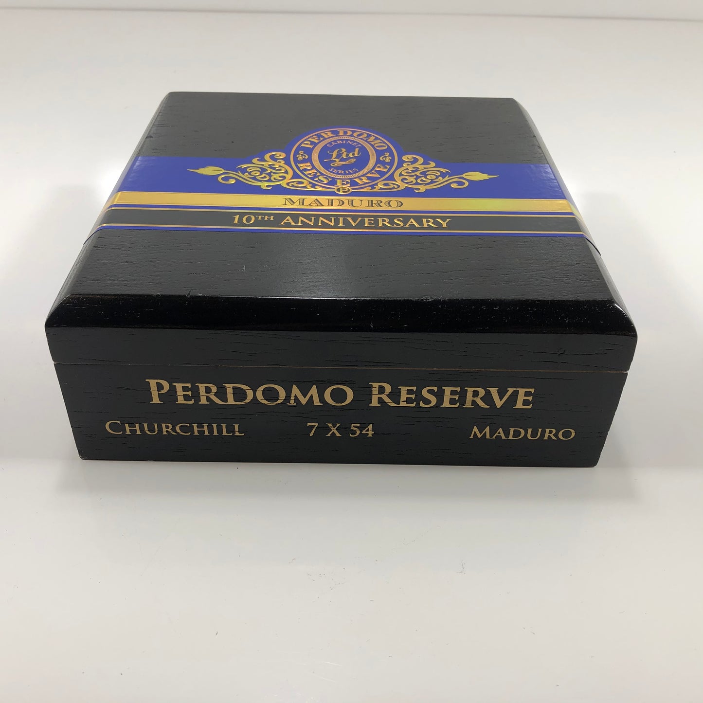 Perdomo 10th Anniversary Maduro Churchill Empty Wooden Cigar Box 8x8.25x2.75