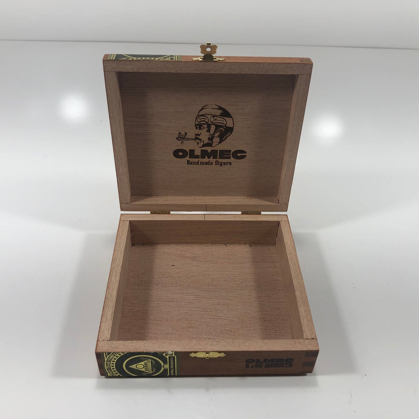 Olmec Robusto Empty Wooden Cigar Box 6.25x5.75x2 (1)