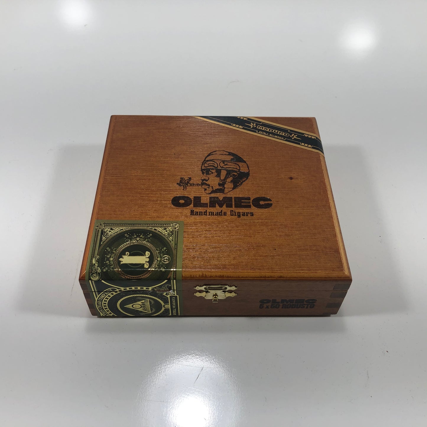 Olmec Robusto Empty Wooden Cigar Box 6.25x5.75x2 (1)