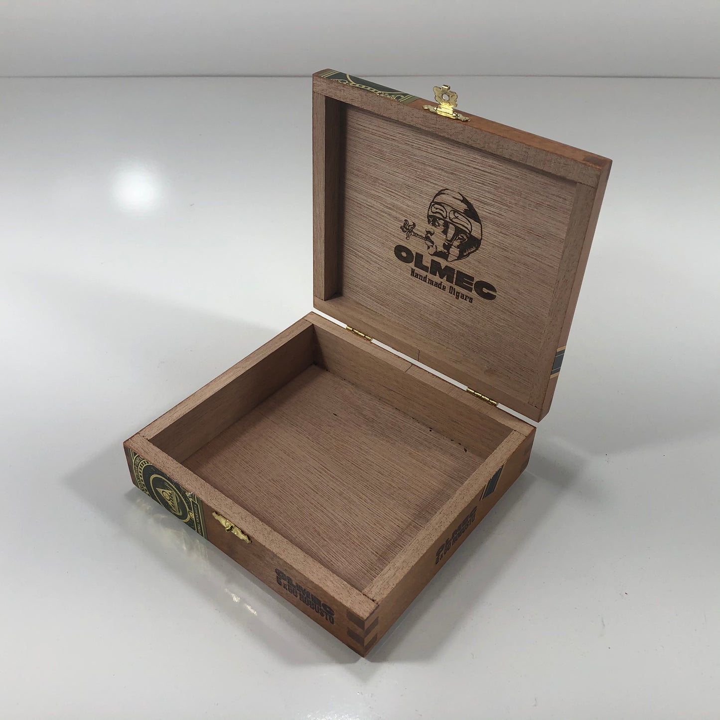 Olmec Robusto Empty Wooden Cigar Box 6.25x5.75x2 (1)