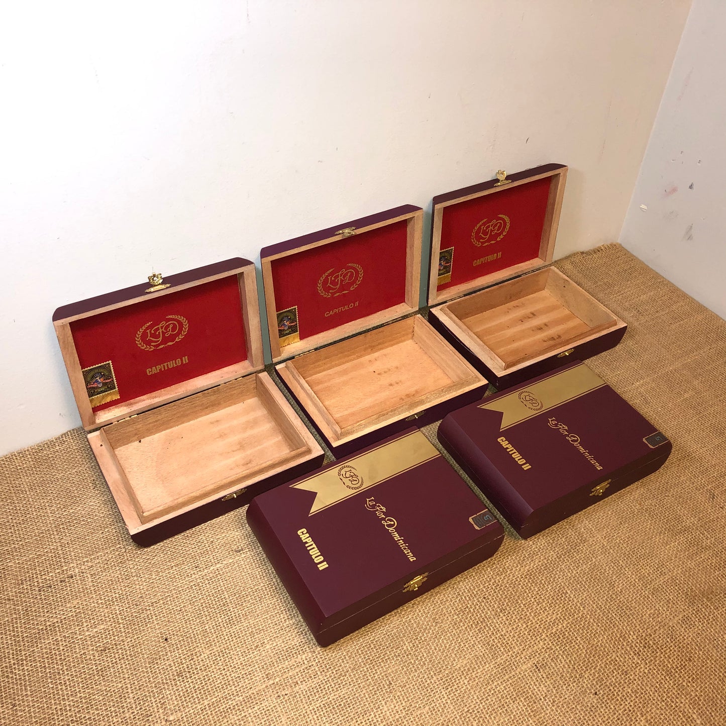 Lot of 5 LFD Empty Wooden Cigar Boxes 8x5.5x2 #5