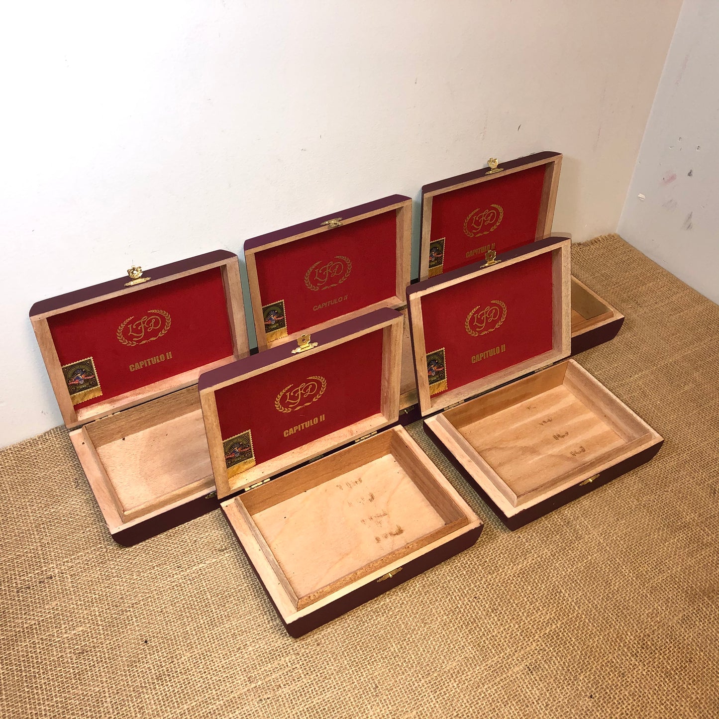 Lot of 5 LFD Empty Wooden Cigar Boxes 8x5.5x2 #5