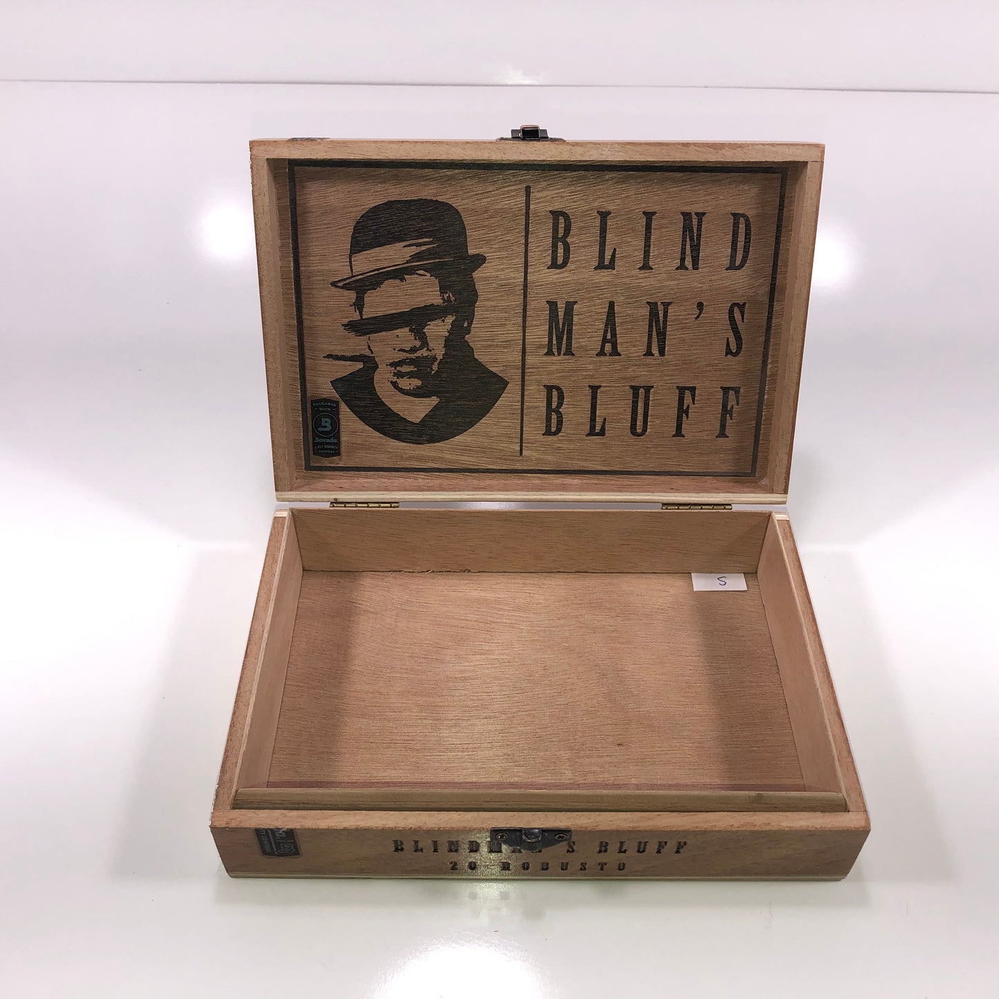 Blind Man’s Bluff Robusto Empty Wooden Cigar Box 8.75x6x2