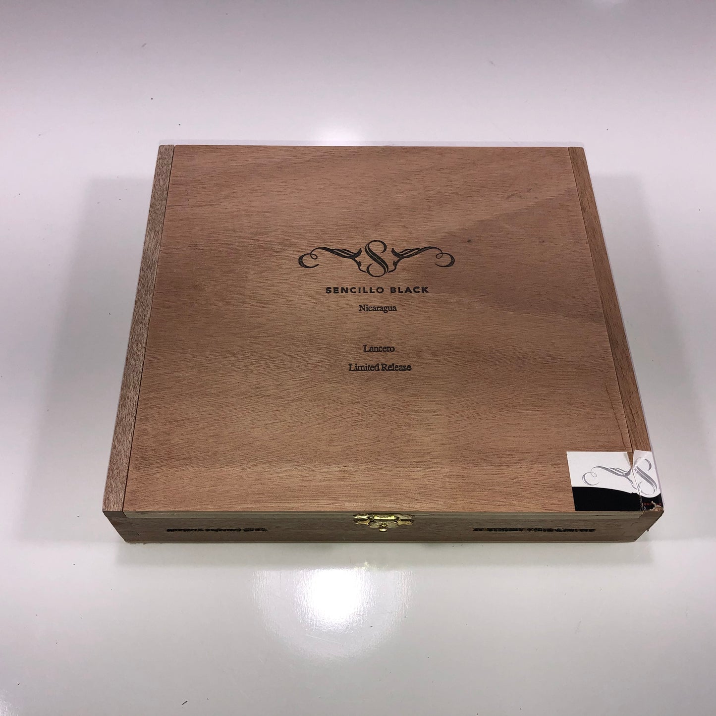 Sencillo Black Lancero Empty Wooden Cigar Box 9.25x8.25x1.75