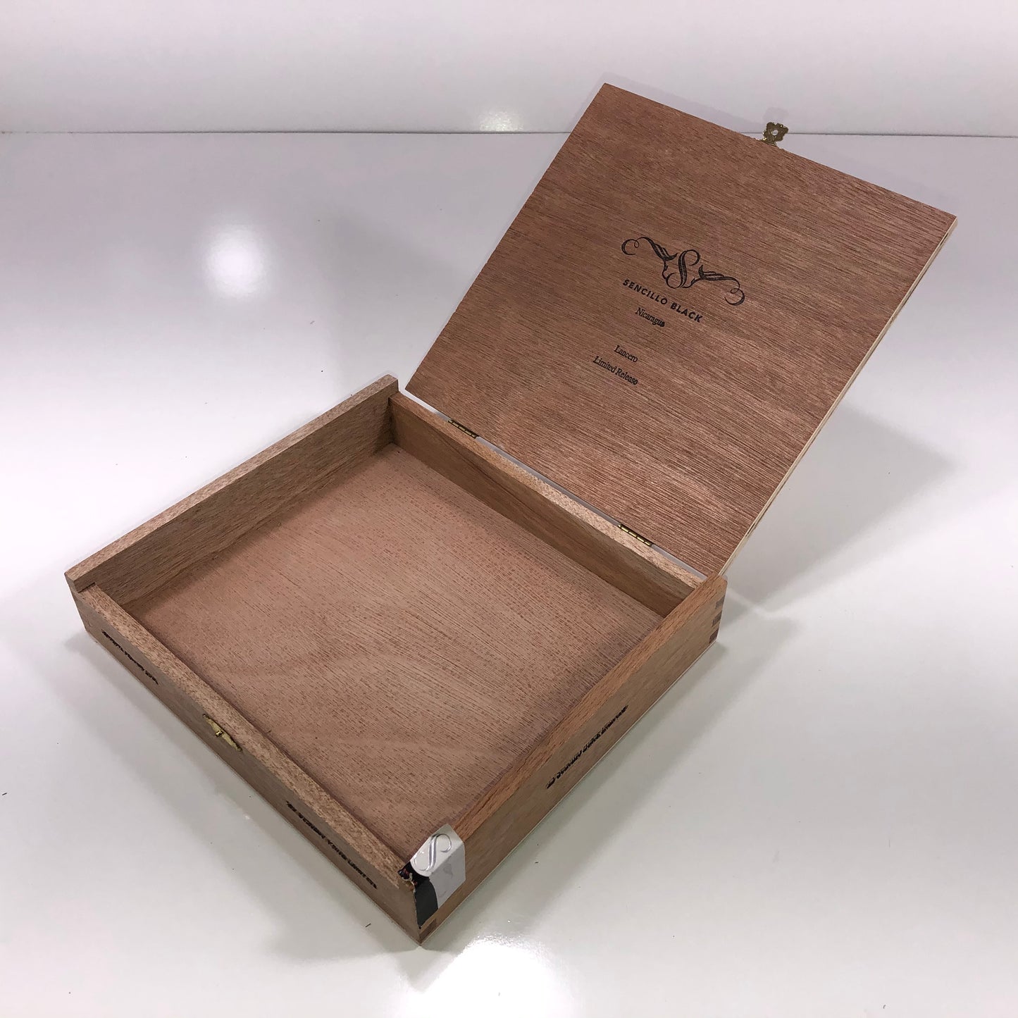 Sencillo Black Lancero Empty Wooden Cigar Box 9.25x8.25x1.75