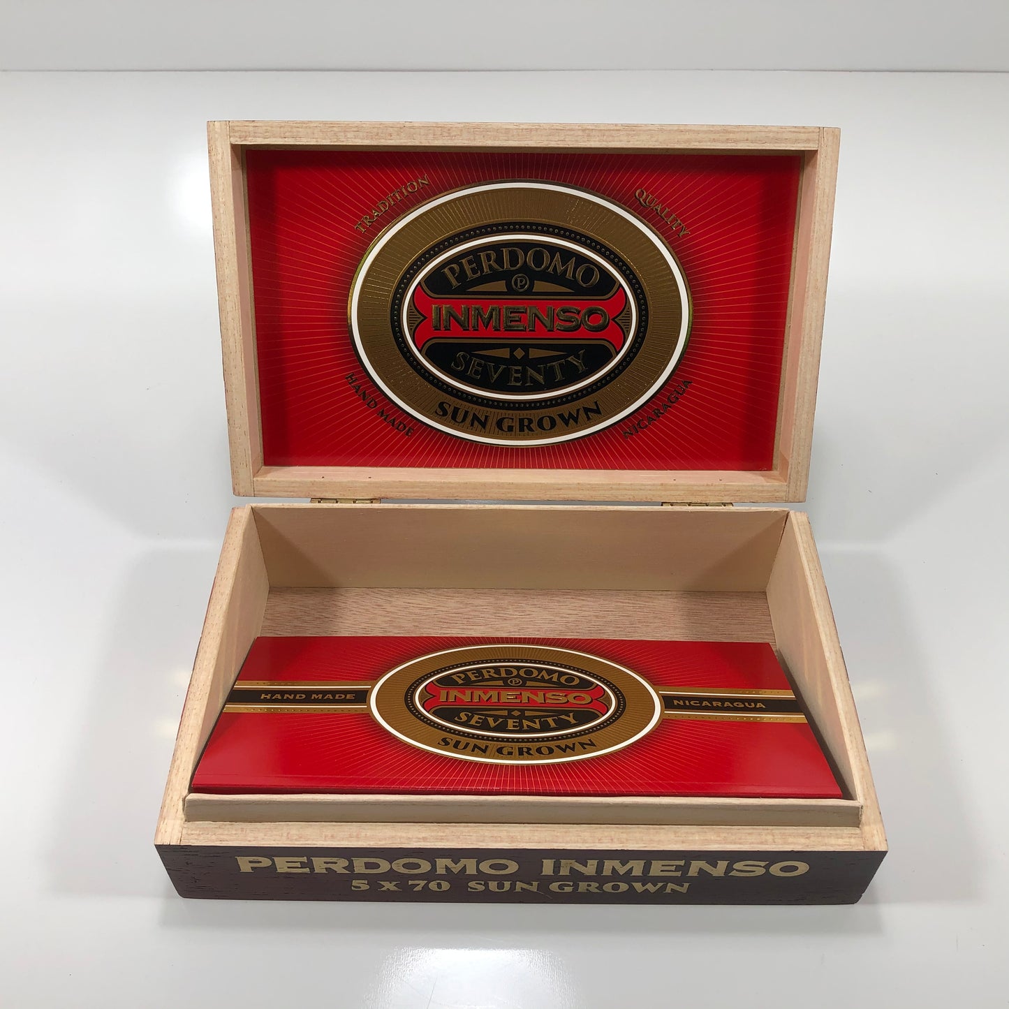 Perdomo Inmenso 5x70 Sungrown Empty Wooden Cigar Box 9.75x6x2.75