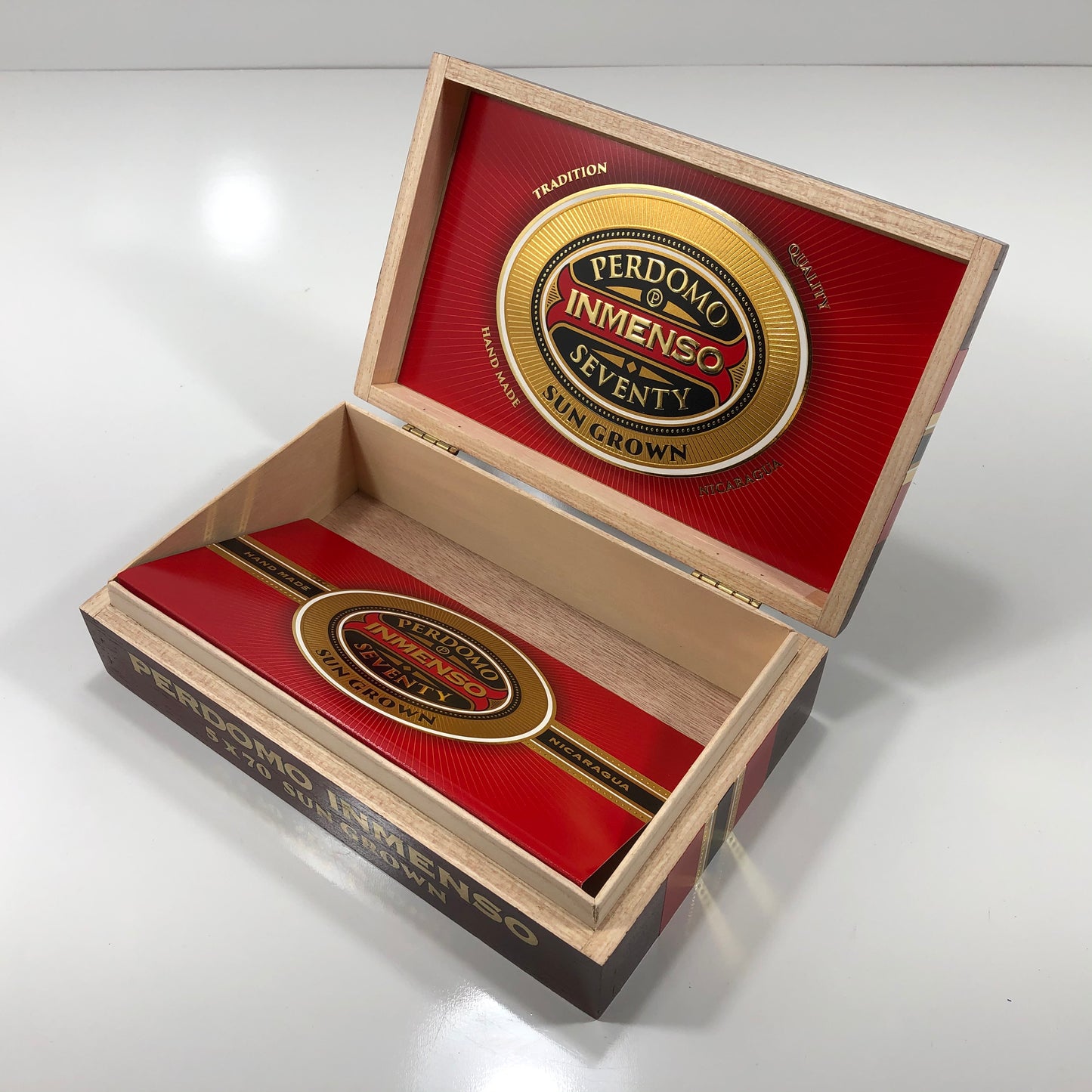 Perdomo Inmenso 5x70 Sungrown Empty Wooden Cigar Box 9.75x6x2.75