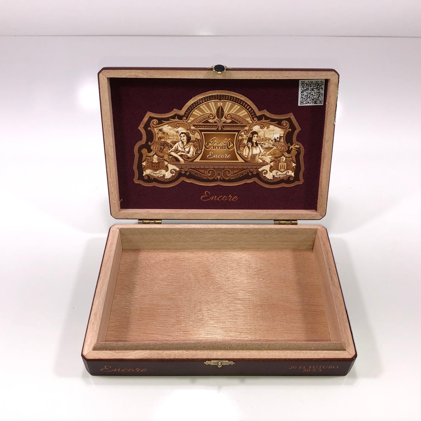 Ep Carrillo El Futuro Empty Wooden Cigar Box 9.25x6.25x2