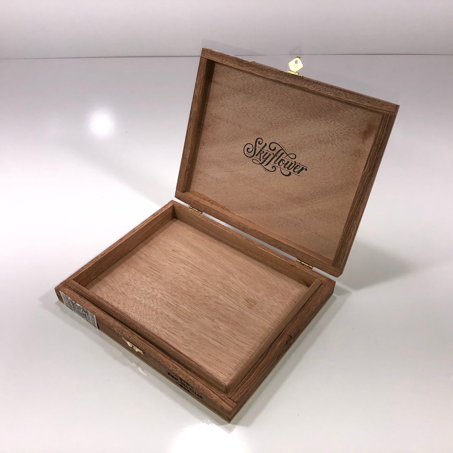 Warped Cigars Skyflower Empty Wooden Cigar Box 8.5x7x1.25