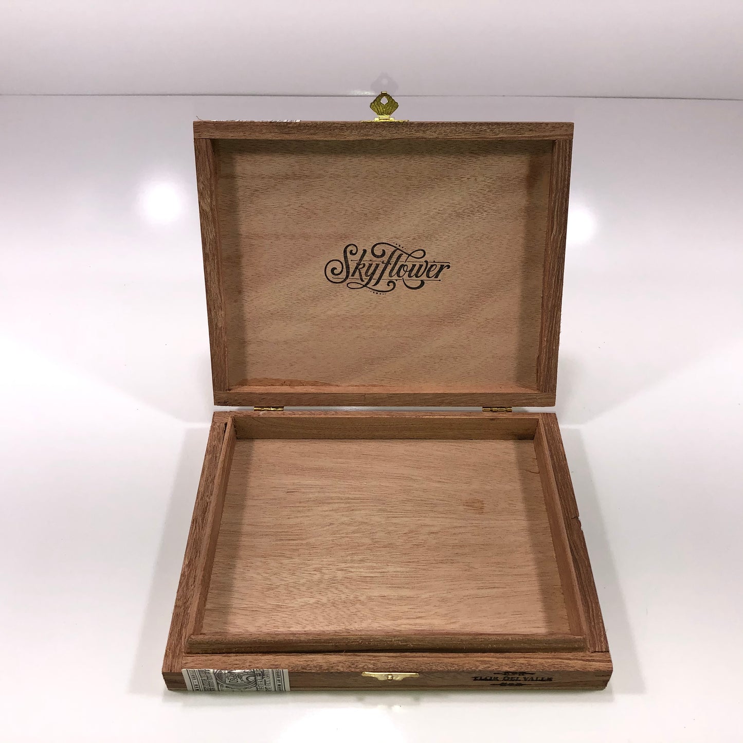 Warped Cigars Skyflower Empty Wooden Cigar Box 8.5x7x1.25