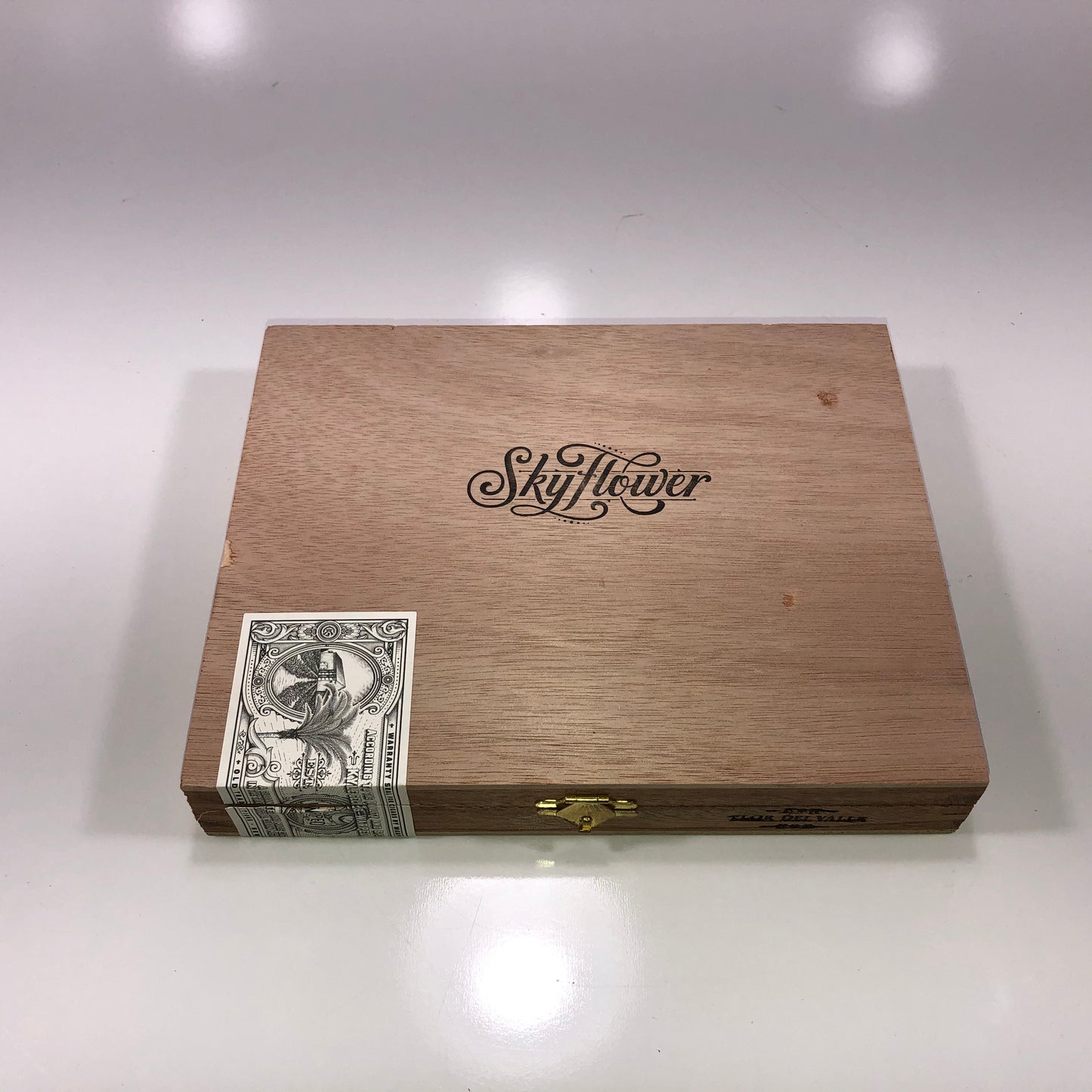 Warped Cigars Skyflower Empty Wooden Cigar Box 8.5x7x1.25