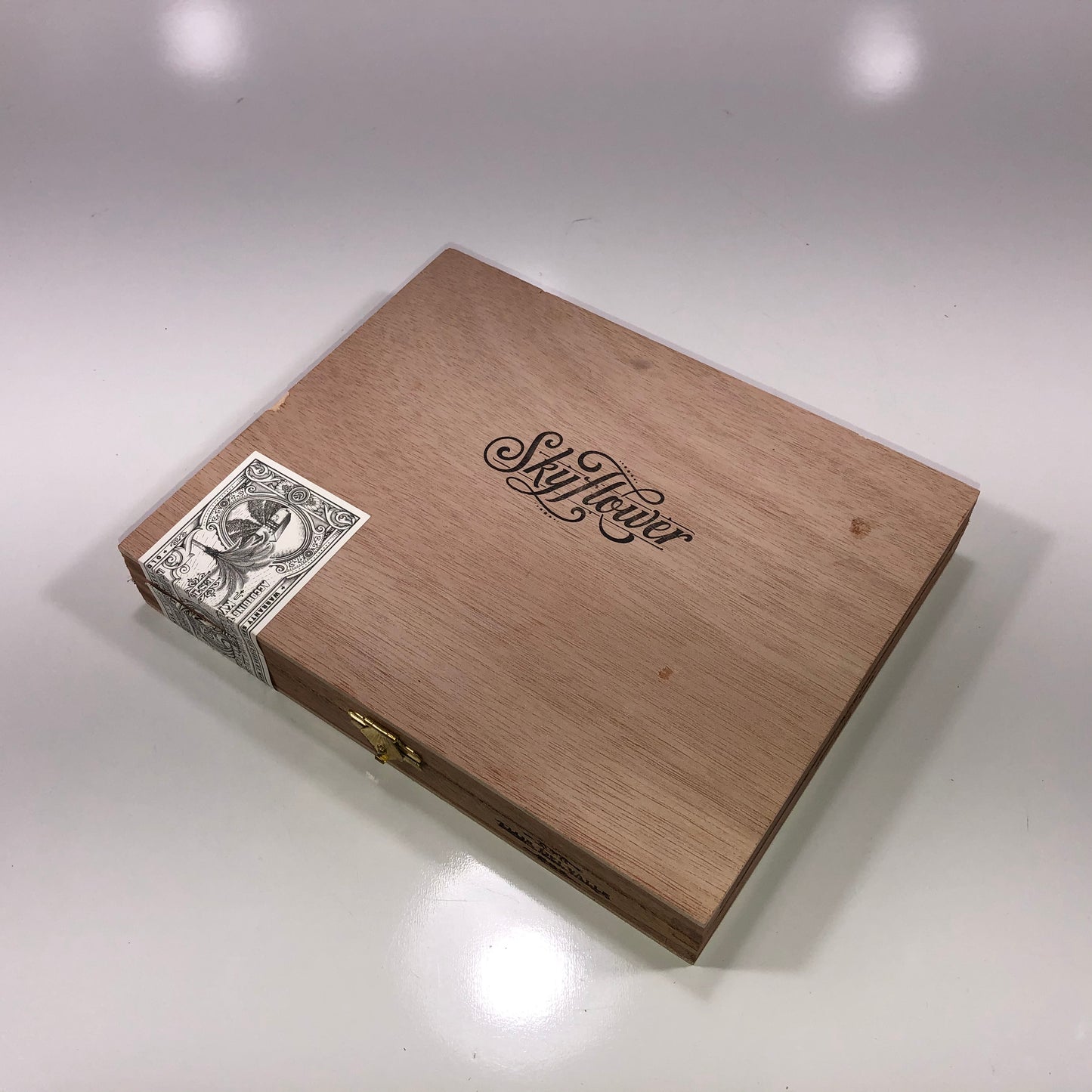 Warped Cigars Skyflower Empty Wooden Cigar Box 8.5x7x1.25