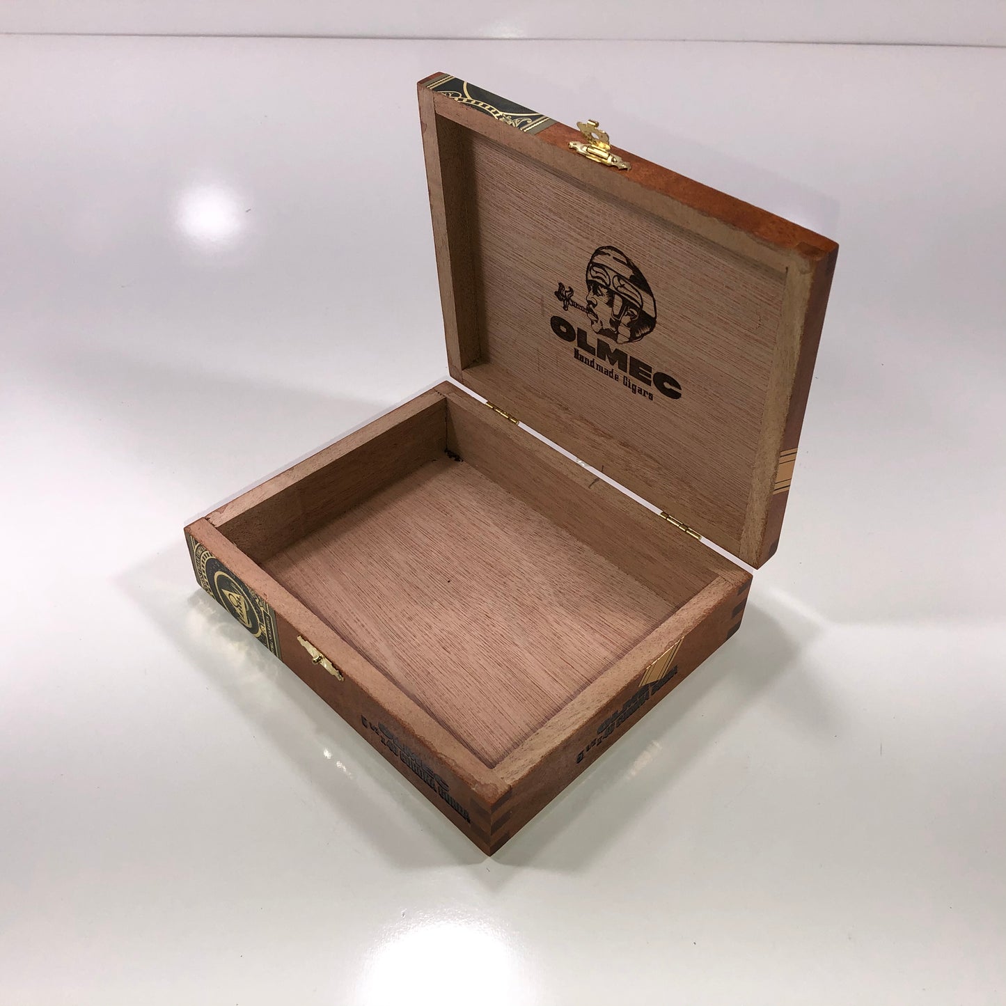 Olmec Corona Gorda Empty Wooden Cigar Box 6.5x5.5x2 (1)