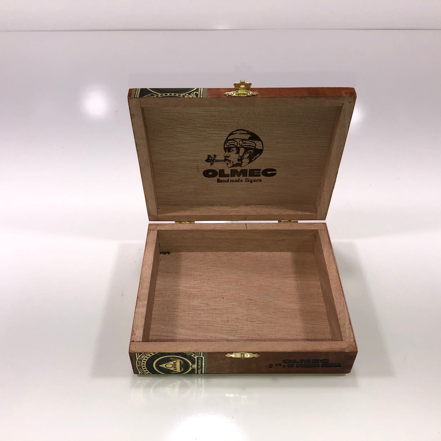 Olmec Corona Gorda Empty Wooden Cigar Box 6.5x5.5x2 (1)