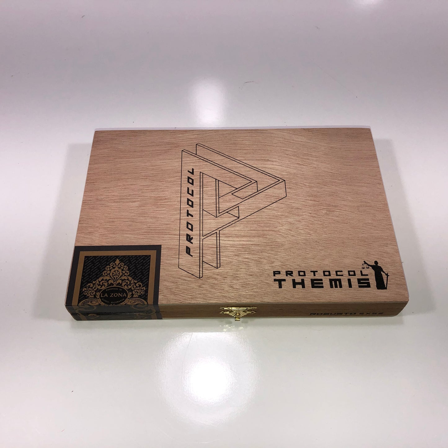 Protocol Themis Robusto Empty Wooden Cigar Box 8.75x5.75x1