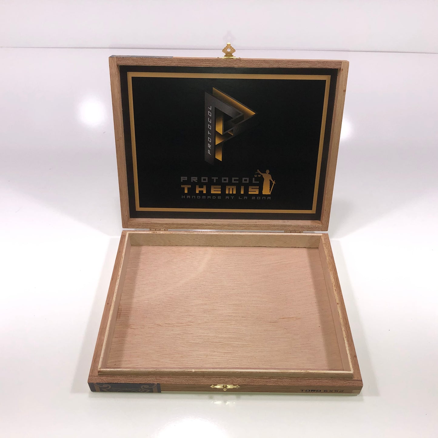 Protocol Themis Toro Empty Wooden Cigar Box 8.75x7x1