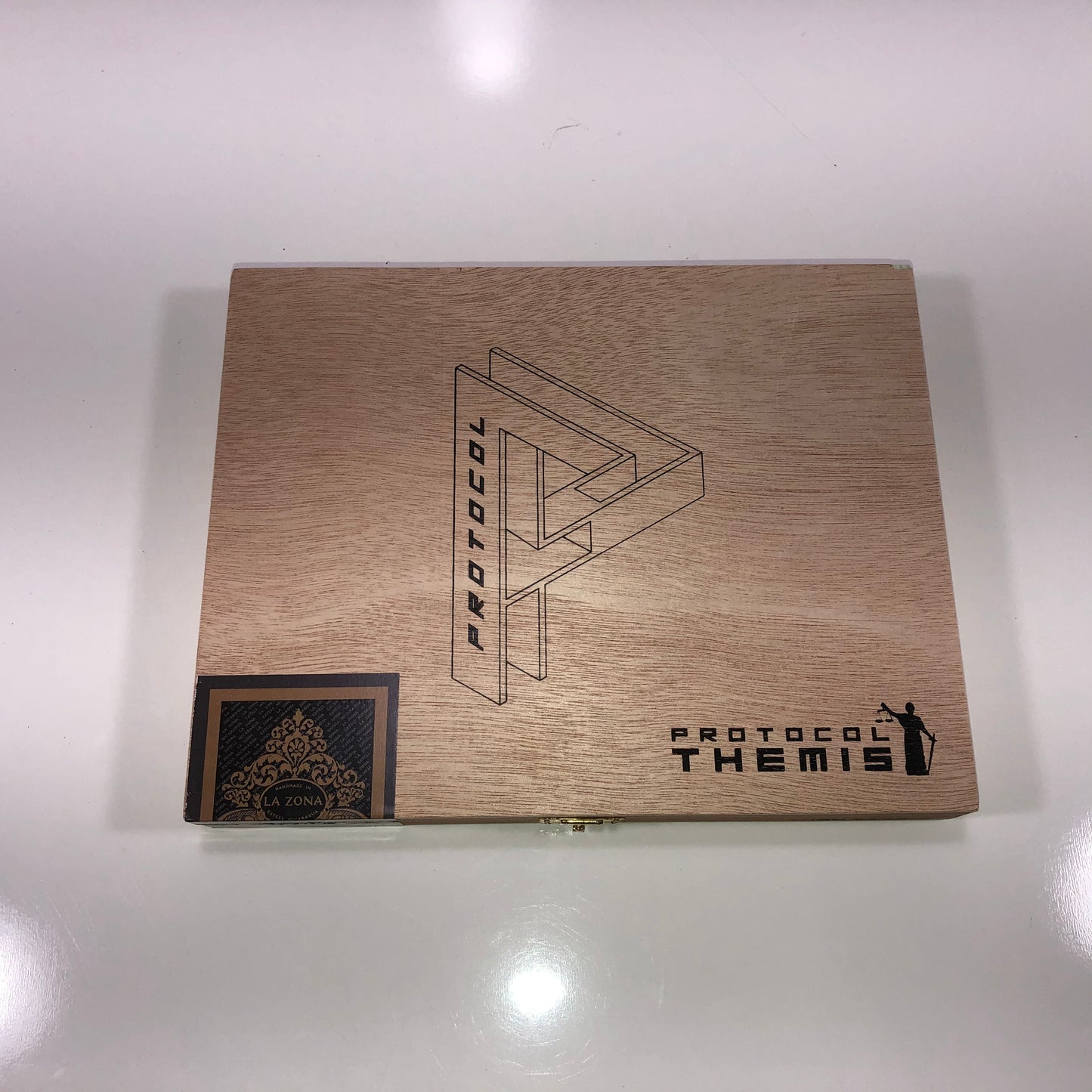 Protocol Themis Toro Empty Wooden Cigar Box 8.75x7x1