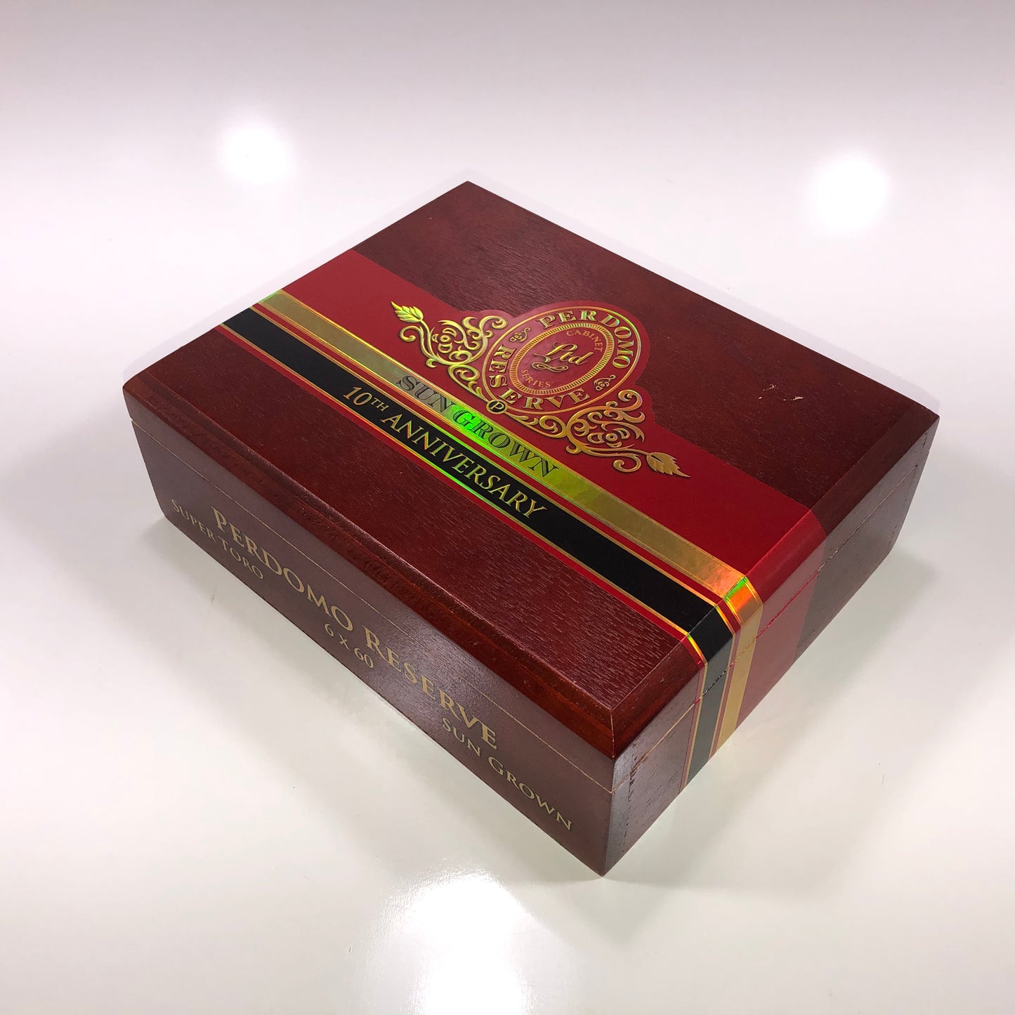 Perdomo 10th Anniversary Sun Grown Super Toro Empty Wooden Cigar Box 9x7x3