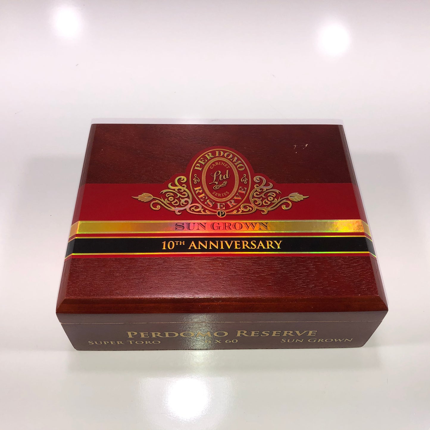 Perdomo 10th Anniversary Sun Grown Super Toro Empty Wooden Cigar Box 9x7x3