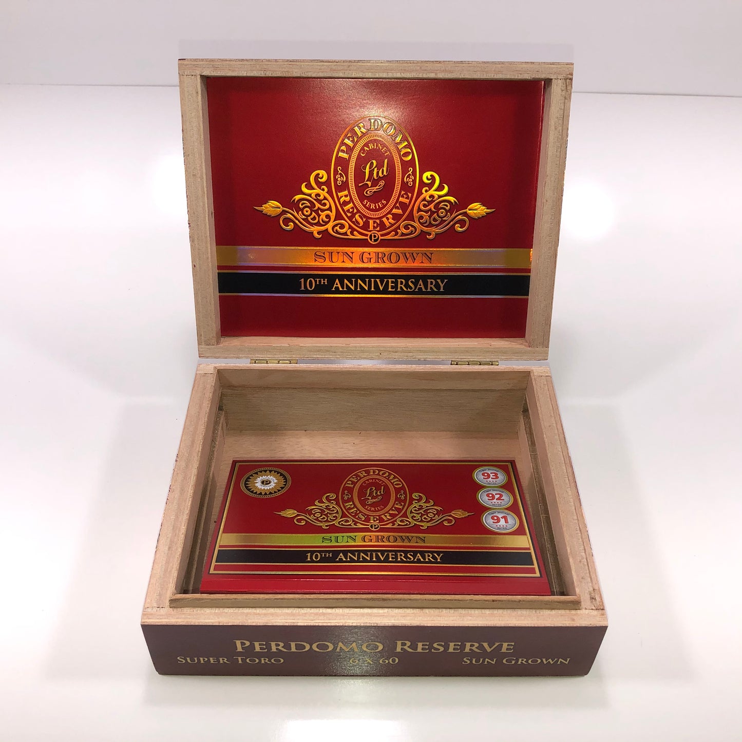 Perdomo 10th Anniversary Sun Grown Super Toro Empty Wooden Cigar Box 9x7x3