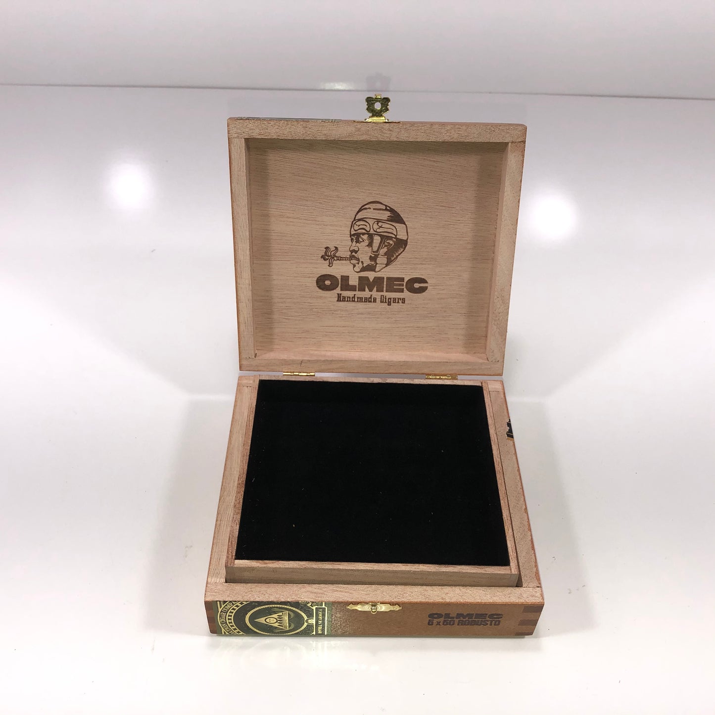 Olmec Robusto Empty Wooden Cigar Box 6.25x5.75x2