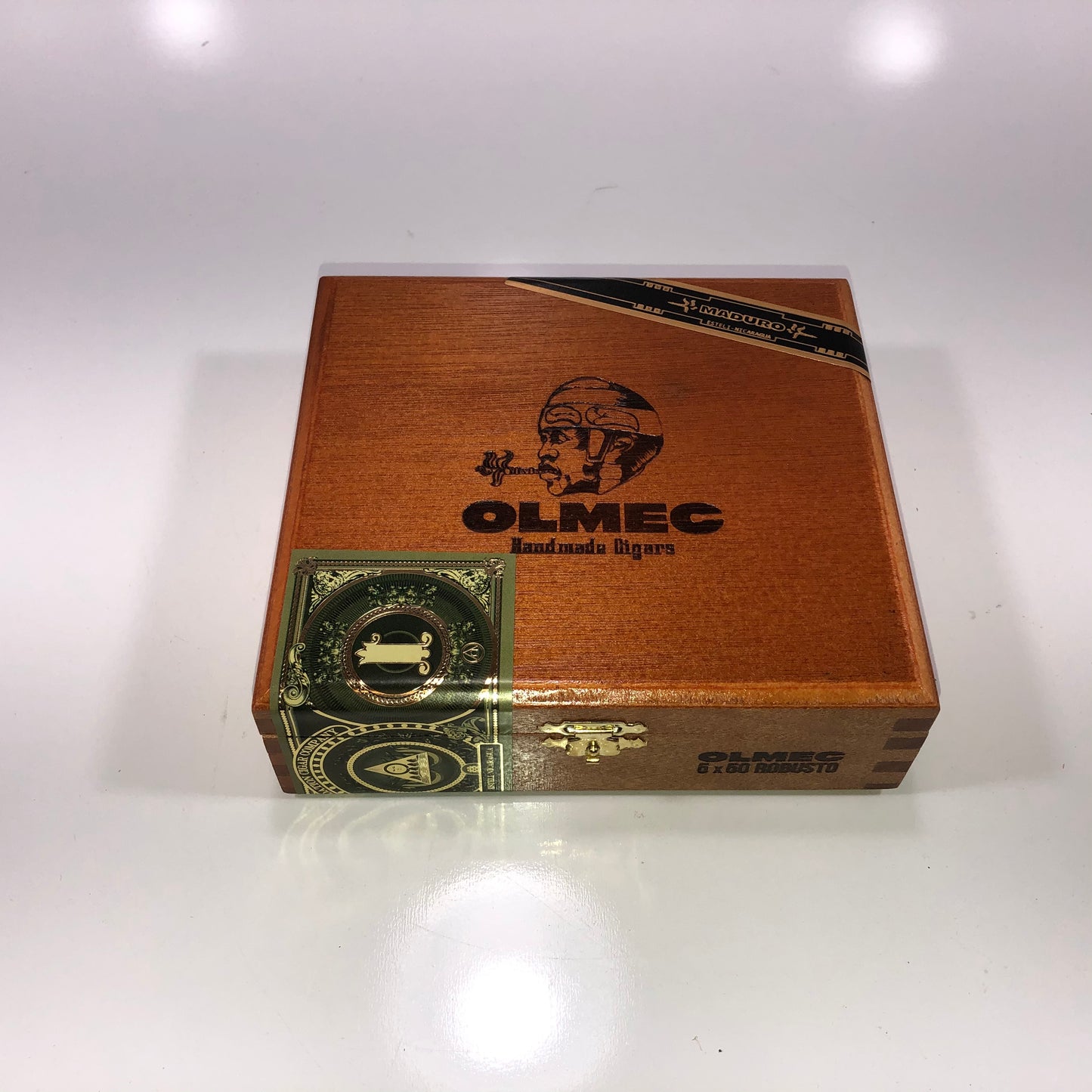 Olmec Robusto Empty Wooden Cigar Box 6.25x5.75x2