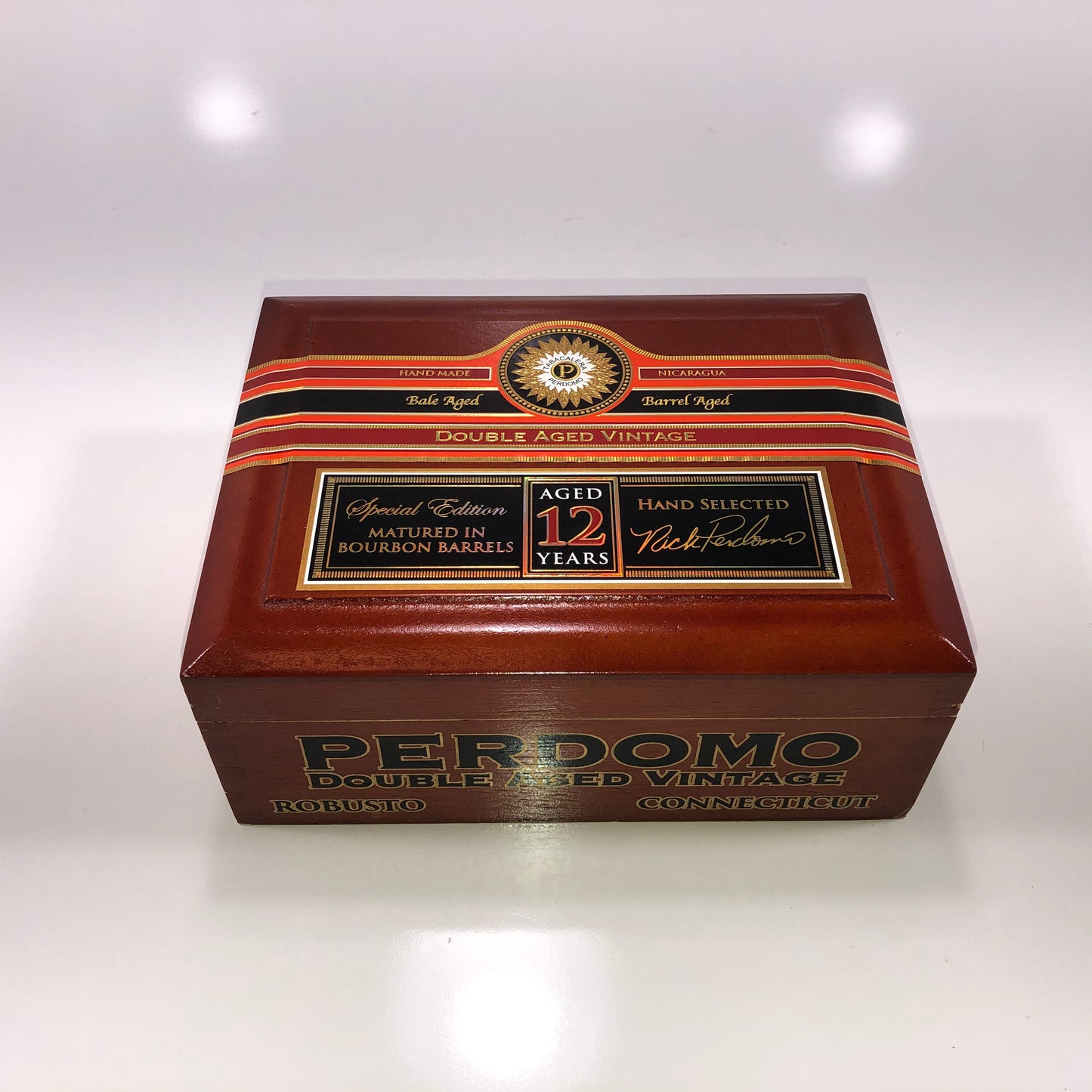 Perdomo Double Aged Vintage Connecticut Robusto Empty Wooden Cigar Box 8x6x3.25