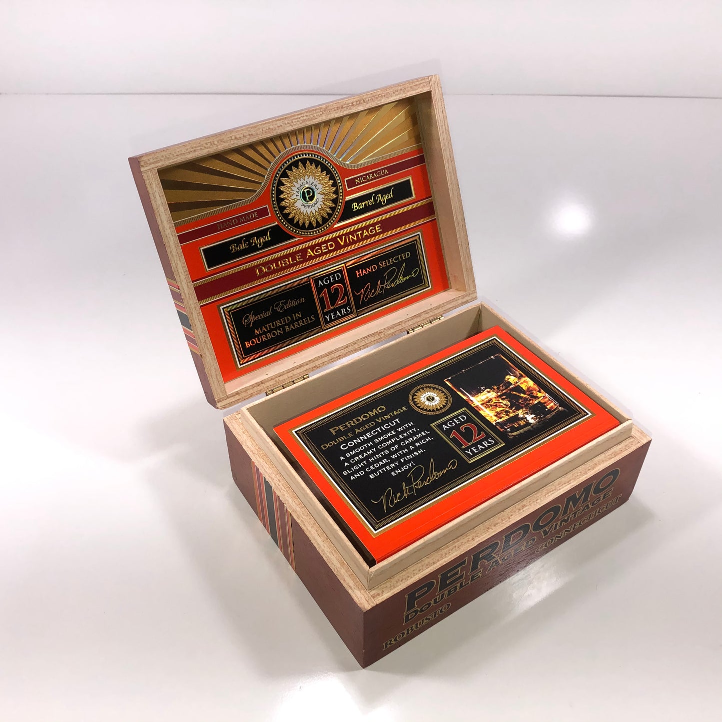 Perdomo Double Aged Vintage Connecticut Robusto Empty Wooden Cigar Box 8x6x3.25