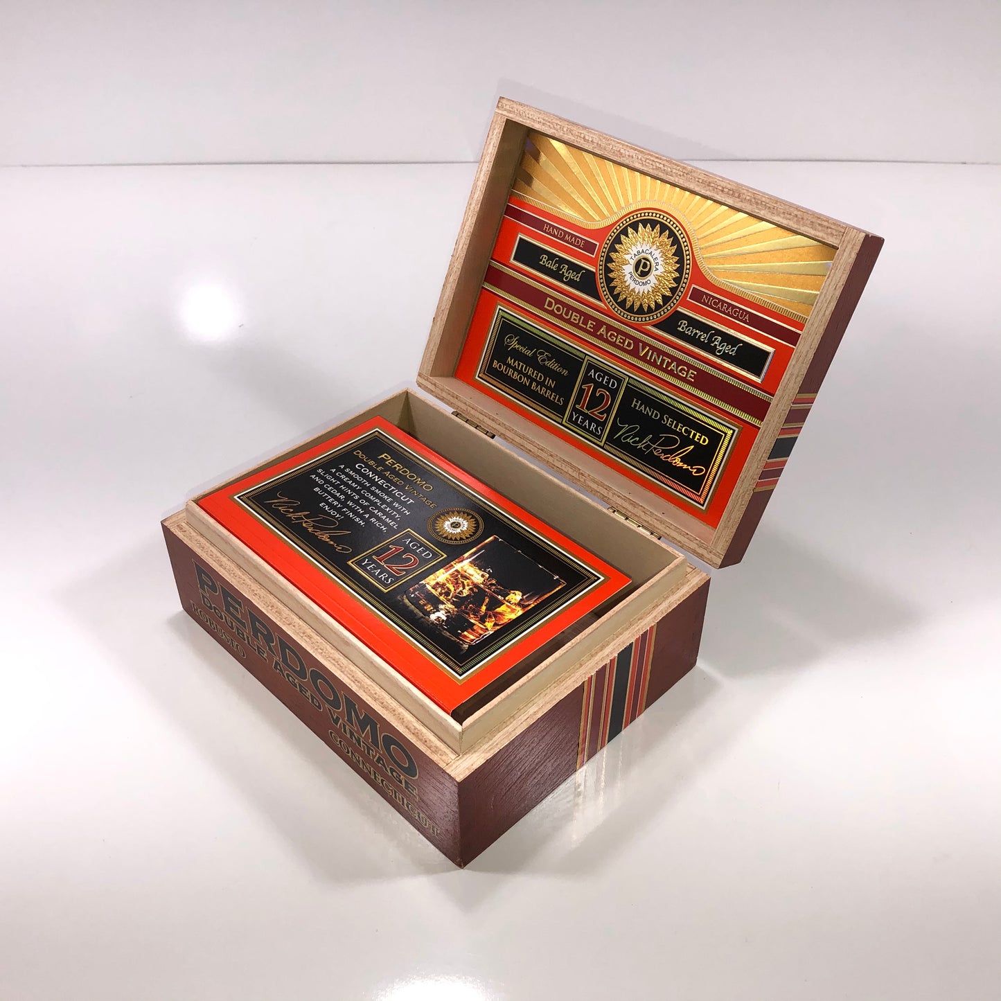 Perdomo Double Aged Vintage Connecticut Robusto Empty Wooden Cigar Box 8x6x3.25