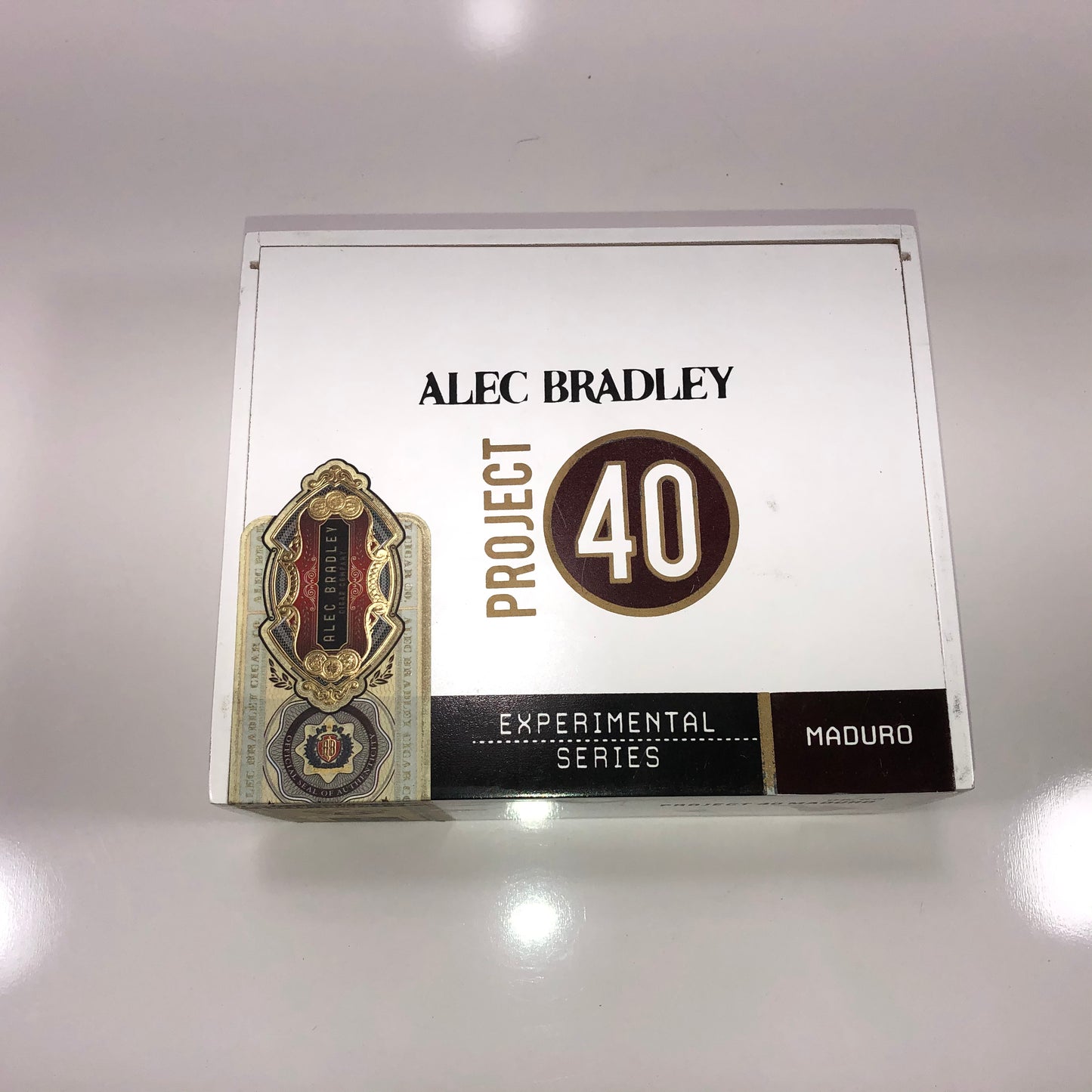 Alec Bradley Project 40 660 Maduro Empty Wooden Cigar Box 8x6.75x3.25