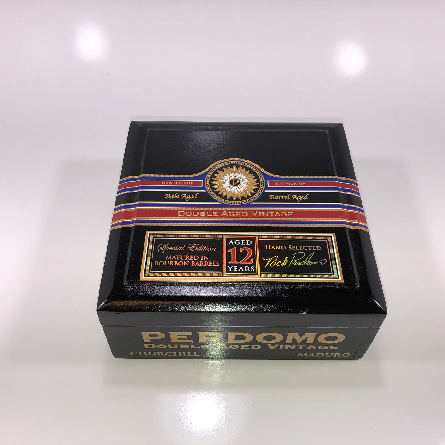 Perdomo Double Aged Vintage Maduro Churchill Empty Wooden Cigar Box 8x8x3.5