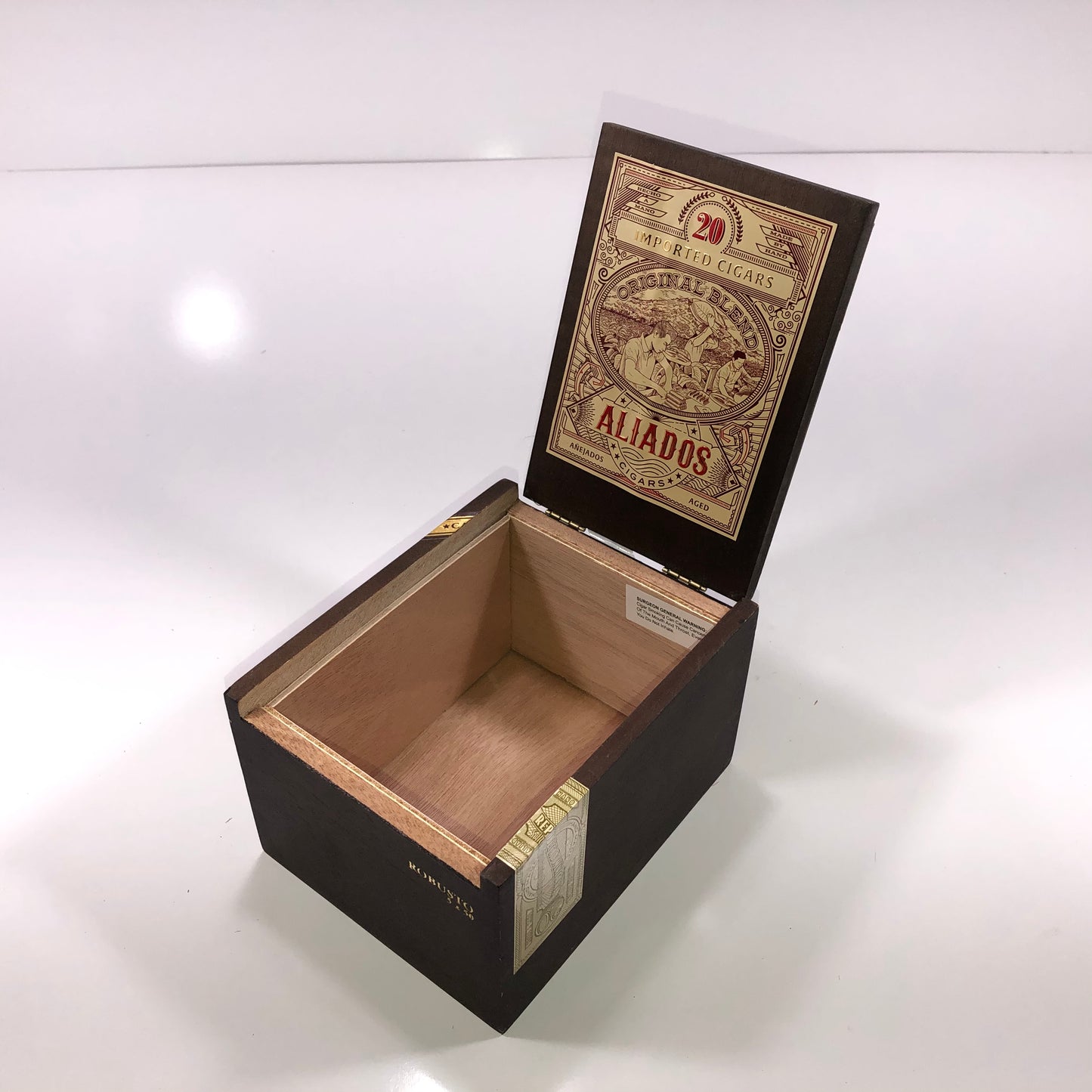 Aliados Robusto Empty Wooden Cigar Box 5x6x3.75